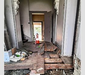 Floor repairs underway before painting restoration of heritage Dulwich Hill home