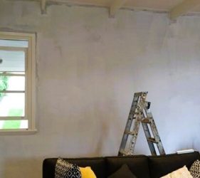 Wall prepared for chevron wallpaper in Woollahra home