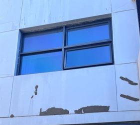 Render repairs completed on the exterior facade of a strata building in Mona Vale, Sydney, ready for painting